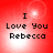 Red background with four identical displaying 'I Love You Rebecca' text and a bright white light effect that shifts position across the