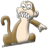 Pixelated cartoon monkey icon with two animation frames showing slight arm movement against white background.