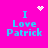 Bright pink background with blue text reading 'I Love Patrick' and animated white pixel symbols above and below the text.