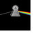 Static pixel art shows a gray chess pawn with a rainbow beam extending rightward from its side against a black background.