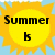 Yellow suns with blue rays on a light blue background, each containing black text fragments forming 'Summer is Gonna Be One... Long... Makeout SESSION!!'