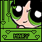 Pixelated green background with black borders, featuring a character's face and name 'MARY' in blocky text below.