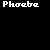 identical pixelated icons featuring the text 'Phoebe' in white with pink heart shapes above and below, displayed on a black background