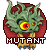 Pixelated green creature with single large eye, red circular background, and 'MUTANT' text below; multiple variations show subtle facial expression changes.