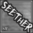 A contact sheet of seven animated frames showing a stylized text logo for the band Seether with varying background patterns and subtle animation effects.