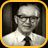 Pixelated grayscale portrait of a person wearing glasses and a dark tie, framed by a yellow border.