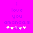 Pixelated text on bright pink background with white and purple hearts, showing animation where one heart changes color.