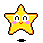 Yellow star-shaped character with white eyes, pink cheeks, and red mouth in six pixelated poses showing arm movements.