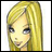 Pixelated anime-style character with long blonde hair and blue eyes, next to black background with white text reading 'Anime IM' and 'com'