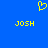 Yellow pixelated heart symbol above two yellow 'JOSH' text blocks on solid blue background.
