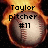 Pixelated icon shows a baseball surrounded by orange and yellow flames with black text reading 'Taylor pitcher #11' overlaid.