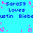 Pixelated blue background with repeated text and pink decorative elements in a retro digital style.