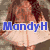 A four- shows a person with brown hair holding a pink umbrella, a pixelated text overlay, a person in a black outfit with red accents, and a blank gray