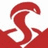 Red and white pixelated icon with curved shapes forming a stylized figure against a white background.