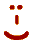 Red and orange pixelated emoticon with two eyes, vertical nose, and curved mouth on gray background; animation changes mouth shape from smile to frown.
