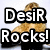 A woman with long blonde hair forms a heart shape with her hands, with text reading 'DesiR Rocks!' in the top-left corner.