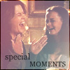 Two women laugh together in a warm-toned indoor setting with visible hands and text reading 'special MOMENTS' at the bottom.