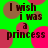 Green background with pink and brown circles, repeating text "I wish i was a princess" in black pixelated font.