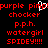 Red pixelated text on black background with white 'P' symbol, repeated in two