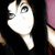 A pixelated anime-style character with long black hair and blue eyes, shown in a of four views with slight variations in head position and background color