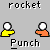 Animated sequence of a yellow-shirted figure punching an orange-shirted figure, with red motion trails and text labels beneath each frame.