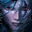 Pixelated image of a stylized face with light purple and blue tones against dark background, showing subtle animation changes.