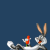 Animated contact sheet of a Looney Tunes character with Tweety Bird, showing frame-by-frame motion and text variations on 'Whats up Doc' against a dark blue background.