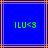 Blue background with orange and brown lines, green text 'ILU<3' centered in two