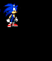 Animated sequence of Sonic the Hedgehog and Super Sonic in multiple poses with varying arm positions and expressions against black background.
