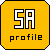 Two adjacent yellow octagonal icons with black borders display 'SA' in large white block letters and 'profile' below, differing only in the thickness of their letter outlines.