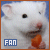 Static pixelated image of a polar bear-like character with orange clothing and visible text "FAN" in the bottom-left corner.