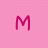 Pink background with magenta text displaying 'M + E = Love' in pixelated font, partially cropped on the right.