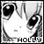Pixelated grayscale icon of a stylized cat face with large eyes and the text 'HOLLY' at bottom.