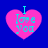 Four identical pink heart shapes on a solid blue background, each containing cyan text reading "I love you" with the 'o' in 'love' stylized as a heart symbol.