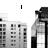 Animated contact sheet of 18 frames showing a cityscape with repeated text overlays changing across frames, featuring grayscale buildings and black-and-white skyscrapers with occasional pink text highlights.