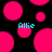 Black background with scattered bright pink circles and two instances of cyan text reading 'Allie' positioned over the circles.
