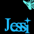 A static image displays the name "Jessi" in light blue text with a small star above the 'i', repeated multiple times against a black background with light blue butterflies.
