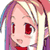 Pixelated anime-style character face with pink skin, red eyes, and multicolored hair in a static 50x50 icon format.