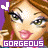 A 48x48 pixel animated buddy icon featuring a cartoon girl with brown hair, green eyes, and pink lips in two frames showing different heart symbols above her head.