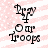 Black text on pink and white striped background reads 'Pray Our Troops' with a cross symbol above the word 'Our'.