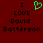 Red background with black text reading "I LOVE David Batterson" and a green pixelated heart symbol above the text.