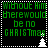 Green pixelated text on black background reads "Without Him there would be no CHRISTmas" with a white Christmas tree icon below the text.