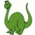 Animated green dinosaur icon with text elements cycling through phrases like 'Hi! I'm George', 'I'm a Sexy Beast', and 'Your just Jealous' on white and green backgrounds.