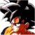 Pixelated static image of a character with spiky black hair, orange and red torso, yellow shoulder, and white accents on a light background.