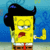 Two Spongebob Squarepants characters in a pixelated animation frame with one character having black hair and the other wearing a rainbow-colored hat, set against an underwater background.