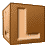 Four pixelated brown 3D block icons with light beige letter Ls, arranged in a on a gray background
