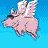 Pixelated pink pig with white wings flies against blue background, text above changes from 'HAVE YOU' to 'HE FLEW AWAY' while red text below reads 'HAVE YOU SEEN MY PIG?'