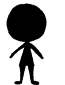 Black silhouette figure with round head and simple limbs, alternating between human form and radio-shaped head across four vertical