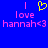 Blue background with pink text reading "I love hannah<3" and a yellow pixelated heart symbol above the word "love."