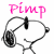 Six-frame contact sheet of a cartoon character wearing headphones with "Pimp" text in different colors above each frame.